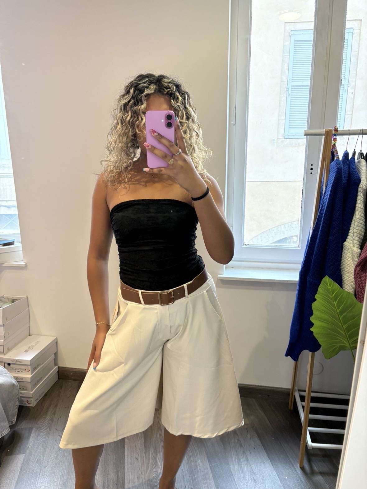 Bermuda long avec ceinture