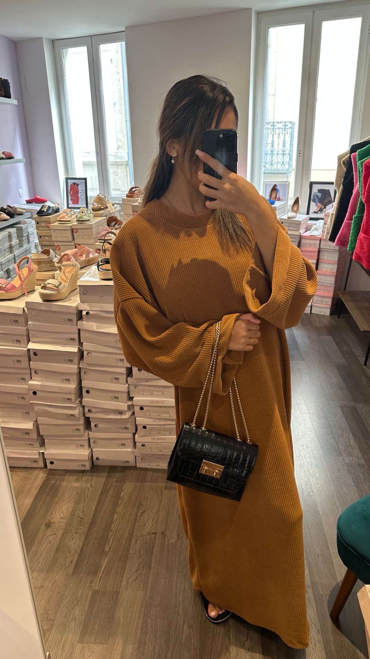 Robe longue en velours