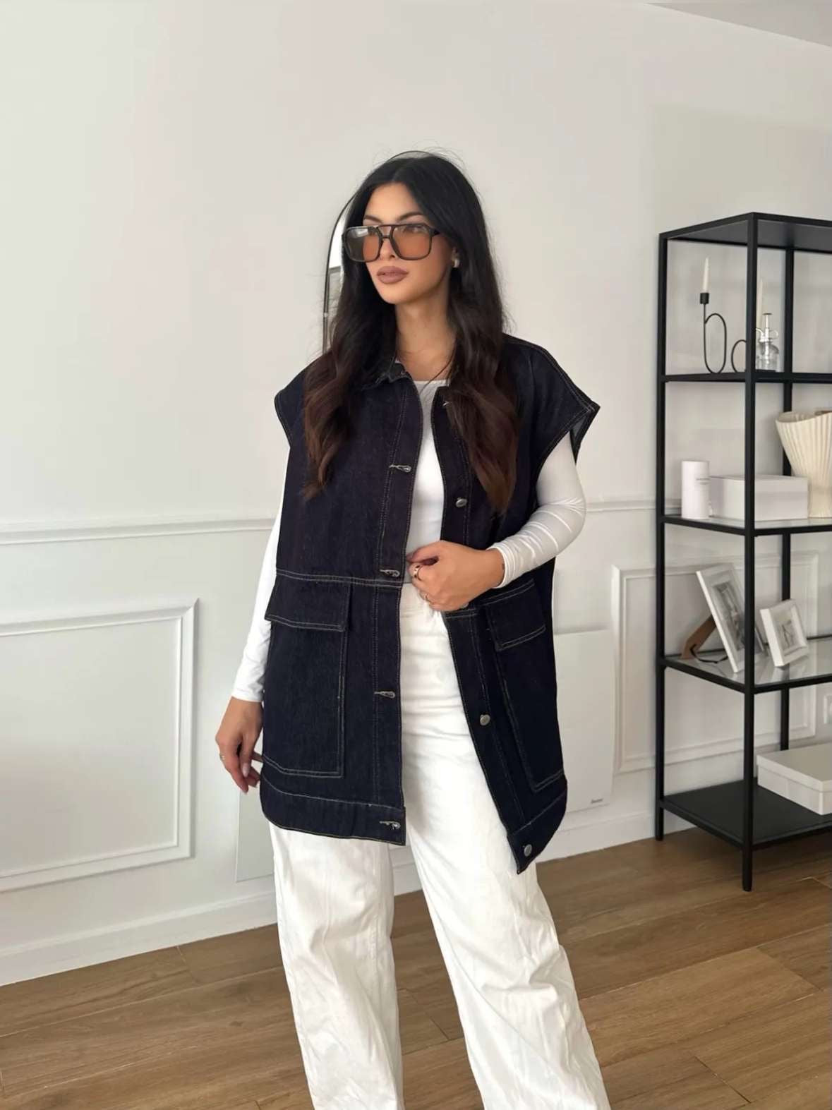 Longue veste sans manches