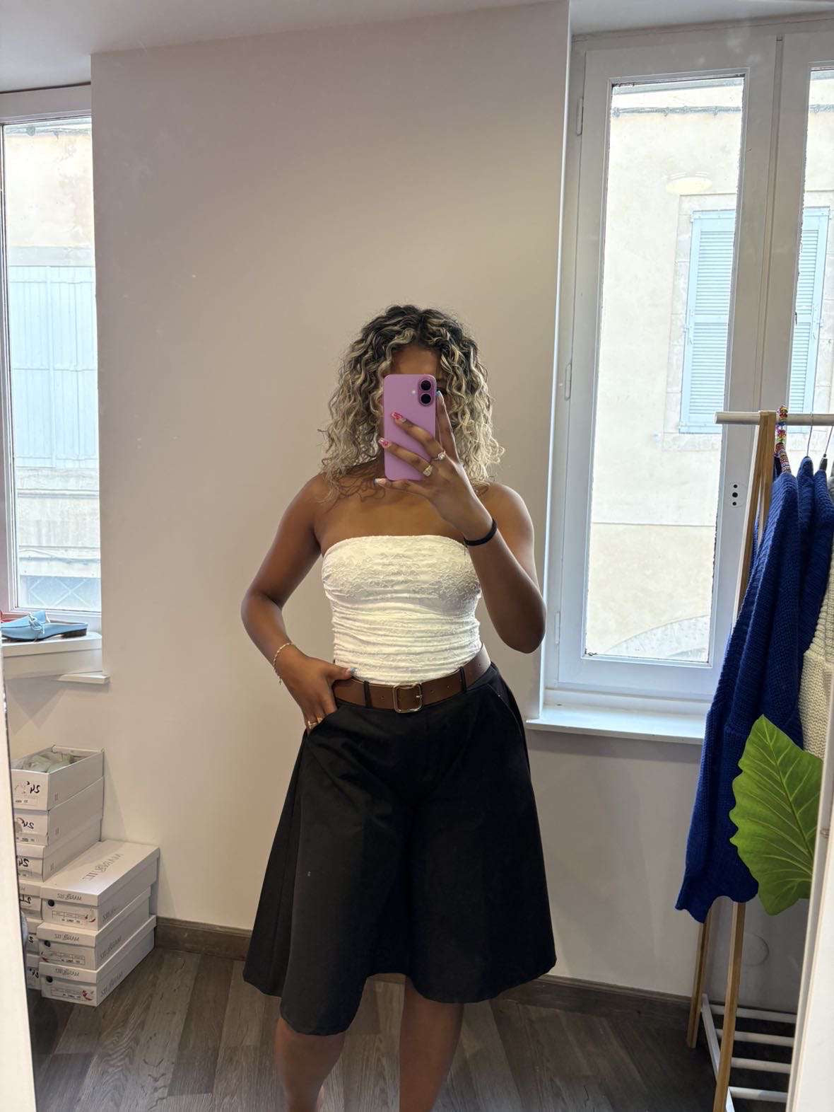 Bermuda long avec ceinture