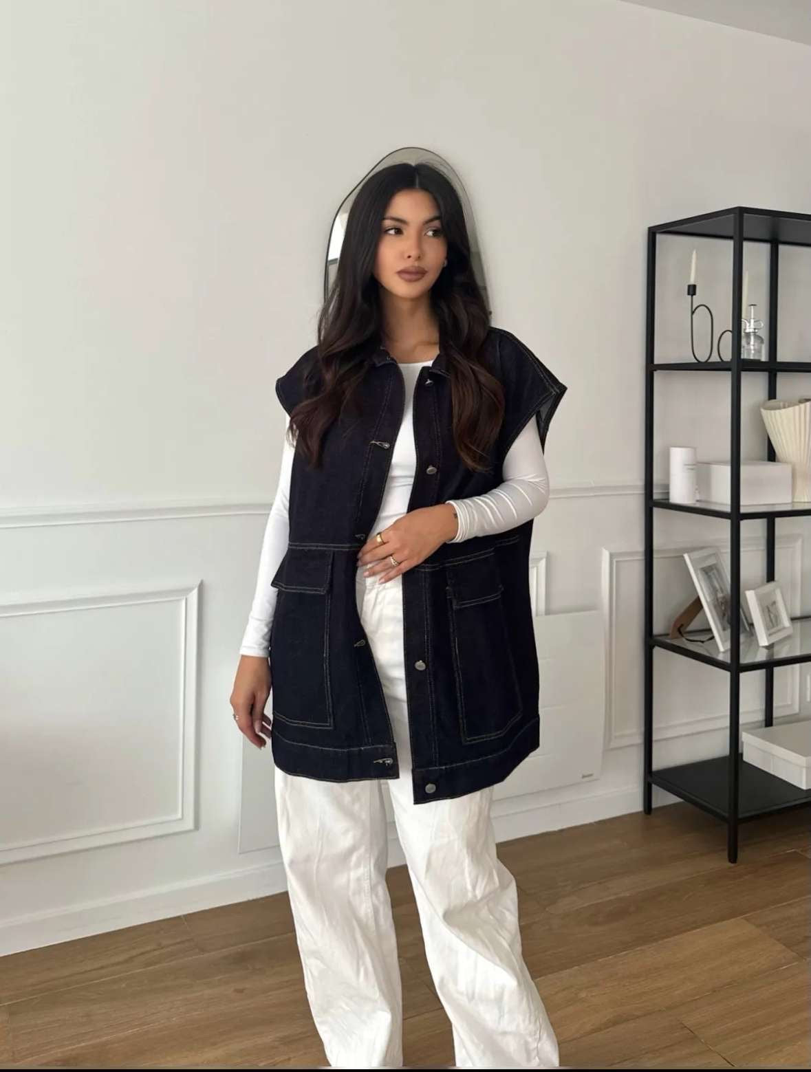 Longue veste sans manches