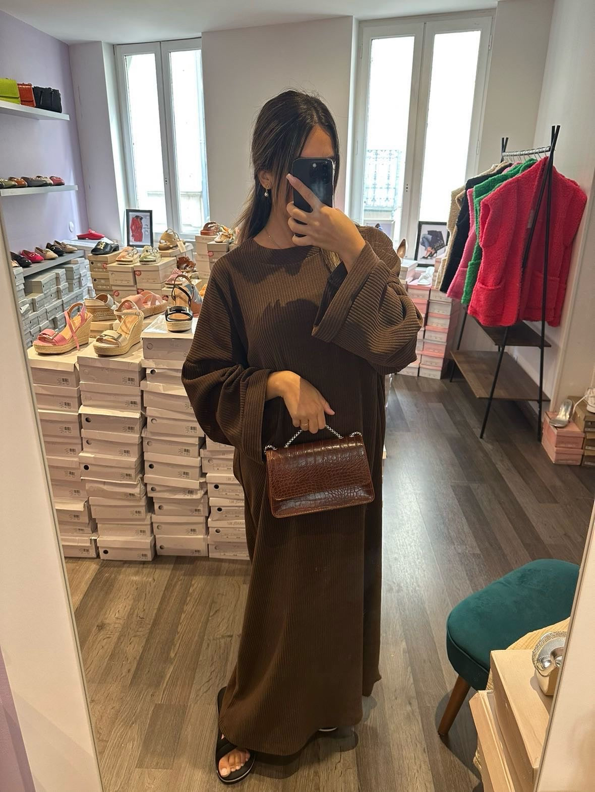 Robe longue en velours