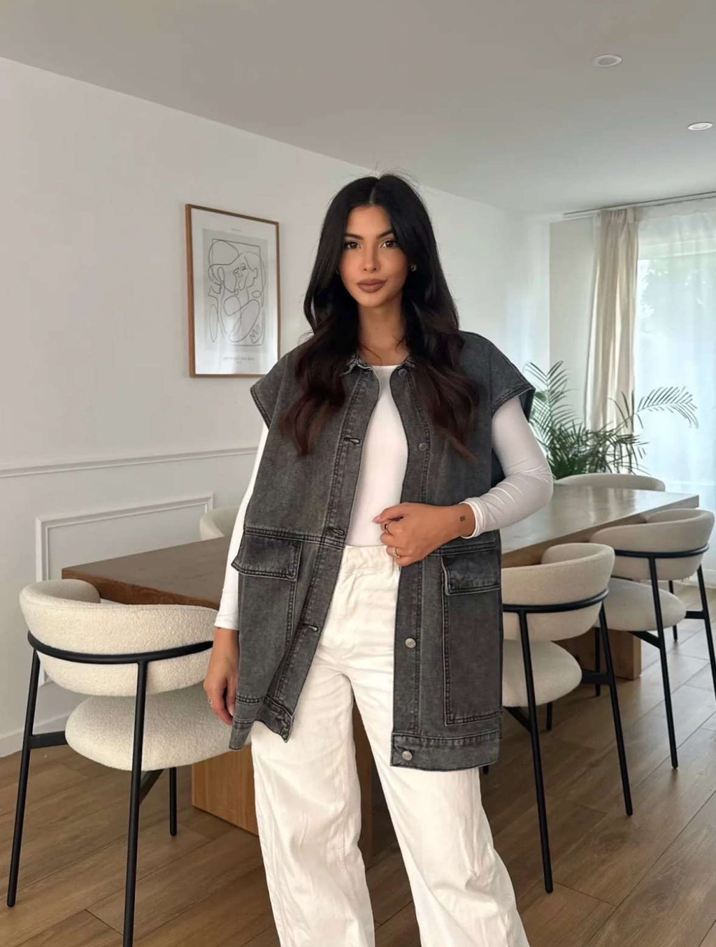 Longue veste sans manches