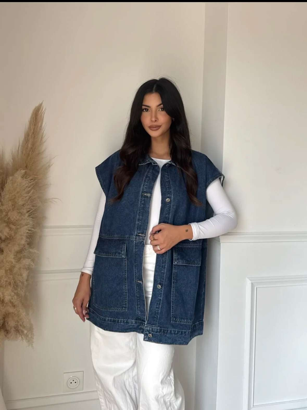 Longue veste sans manches