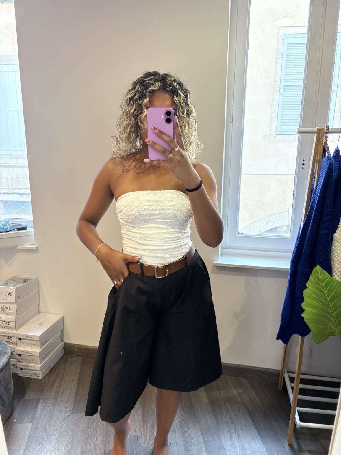 Bermuda long avec ceinture
