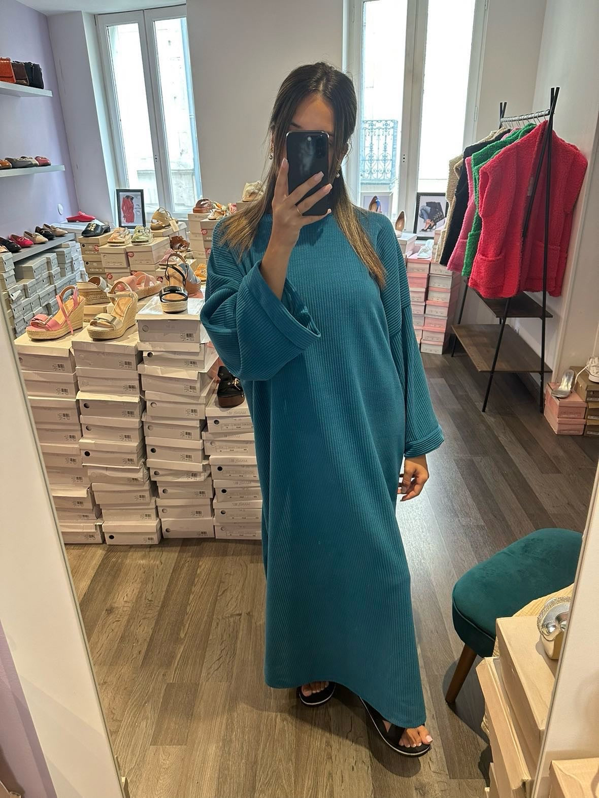 Robe longue en velours