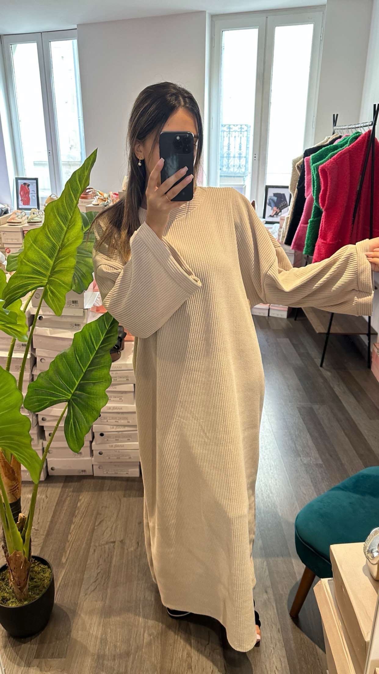 Robe longue en velours