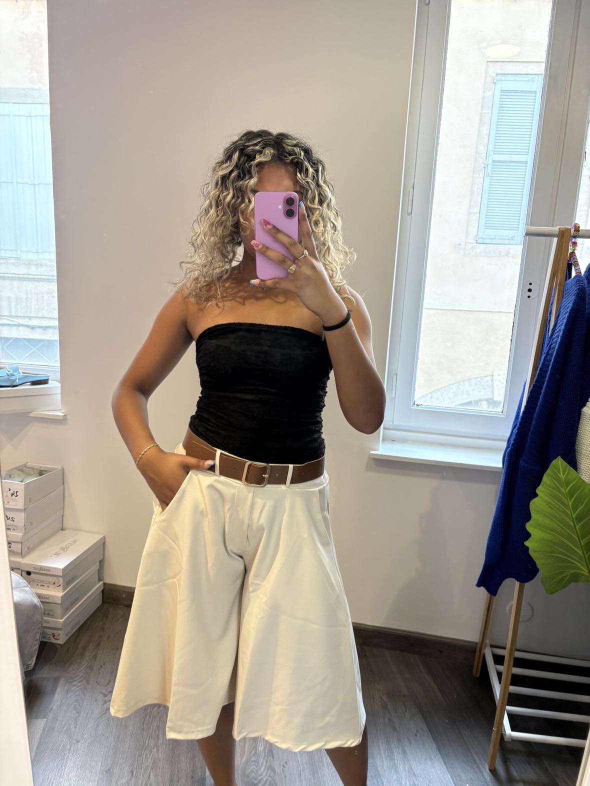 Bermuda long avec ceinture