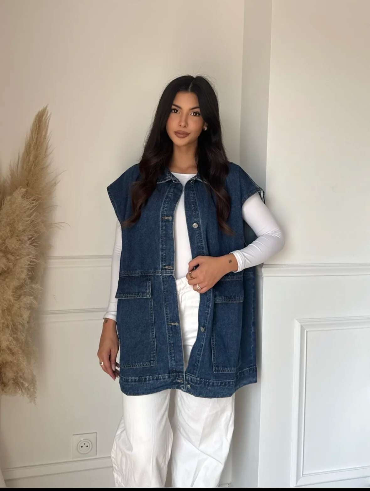 Longue veste sans manches