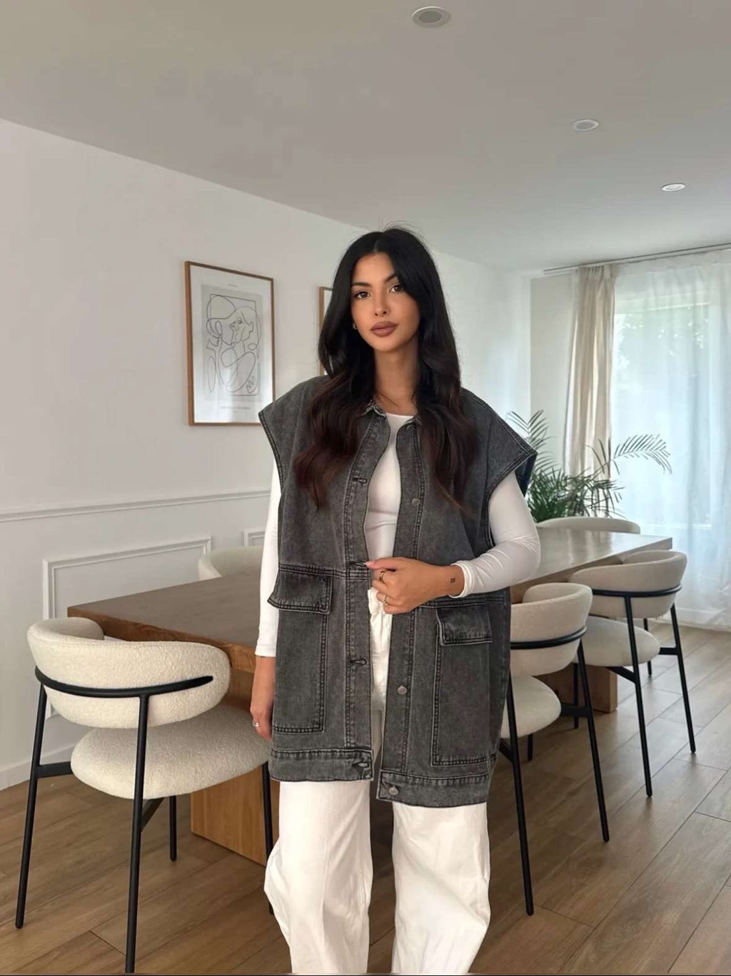 Longue veste sans manches